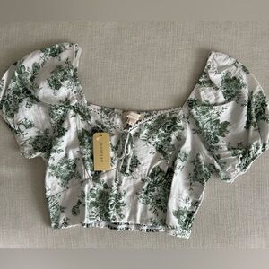 Coquette Fairy Peasant Boho Floral Crop Top